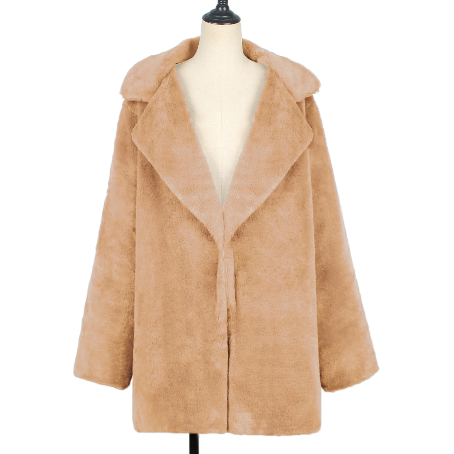 JODIMITTY, зимнее женское пальто из искусственного меха, роскошное длинное меховое пальто, Свободное пальто с отворотом, куртка, Толстая теплая, плюс размер, Женский плюшевый мех