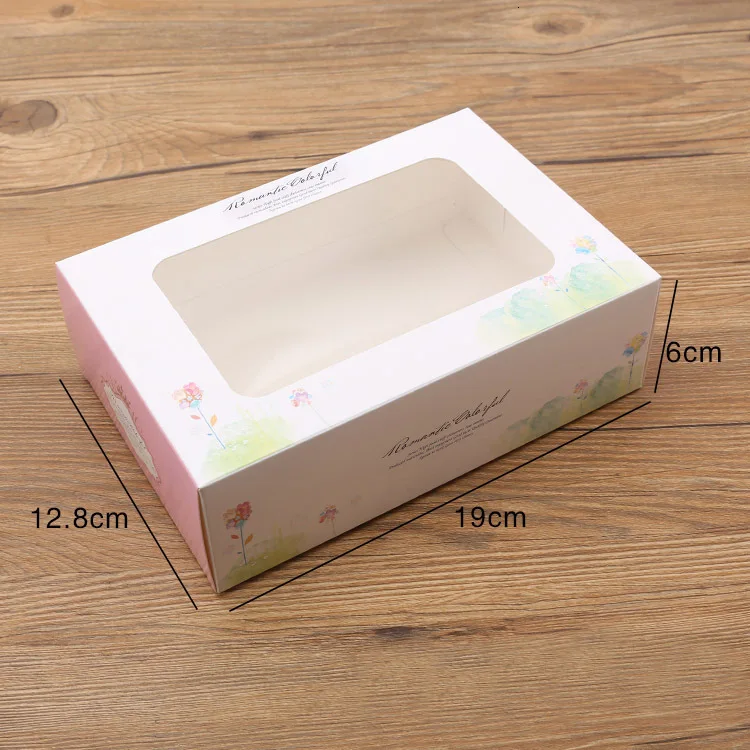 50PCS Paper Gift Box For Wedding Party Birthday Cupcake Box With Window Flowers Carton Muffin Cake Candy Favor Baking Packaging - Цвет: 6 cups