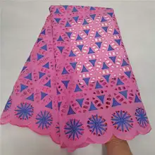 HL! хлопок вышивка швейцарский французский вуаль Пробивной хлопок кружевной ткани Африканское парчовое Ткань 5 ярдов/партия! J91002