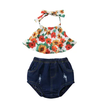 

Pudcoco Sunflower Baby Girls Clothing Newborn Tops Dress Shorts Pants Summer 2PCS Outfits Children Clothes Set