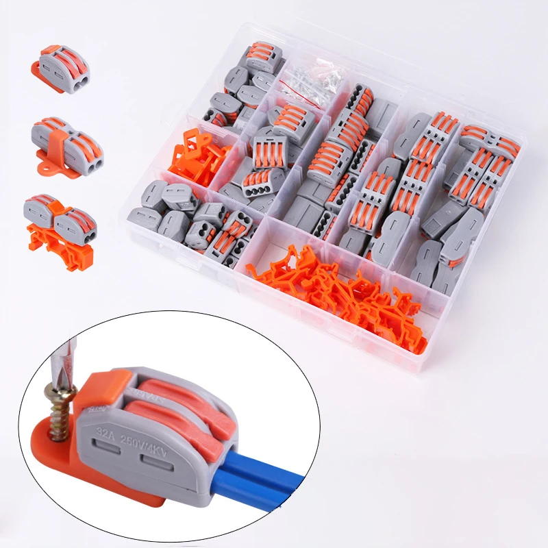 

70PCS Rail Type Wire Quick Connector Power Lighting Wire Connector Terminal Electrico Block Compact Wiring Splicing Conector