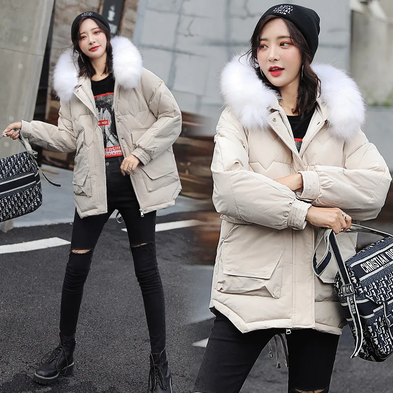

2019 Winter Cotton-padded Clothes Fashion Elegant Hooded Solid Color Simple Elegant Versatile
