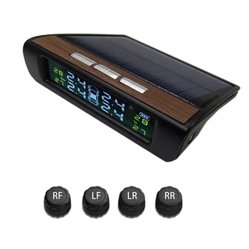 

NEW-Solar Wireless TPMS LCD Car Tire Pressure Monitoring System with 4x External Sensors Automatic Alarm System