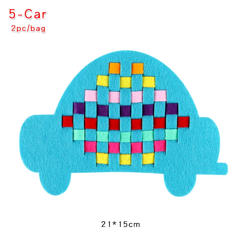 5-Car 2 шт. обучение в детском саду DIY пазл детские игрушки мультфильм нетканое плетение игрушки учебные материалы ручной работы художественные Классические игрушки - Цвет: 5-Car