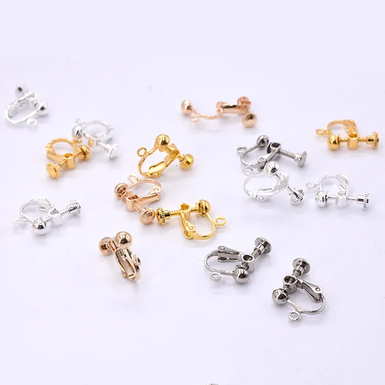 100pcs Gold Silver Earring Converters Variable Screw Ear Clip Base for No-Pierced DIY Jewelry Making Accessories Soft Rubber Plu