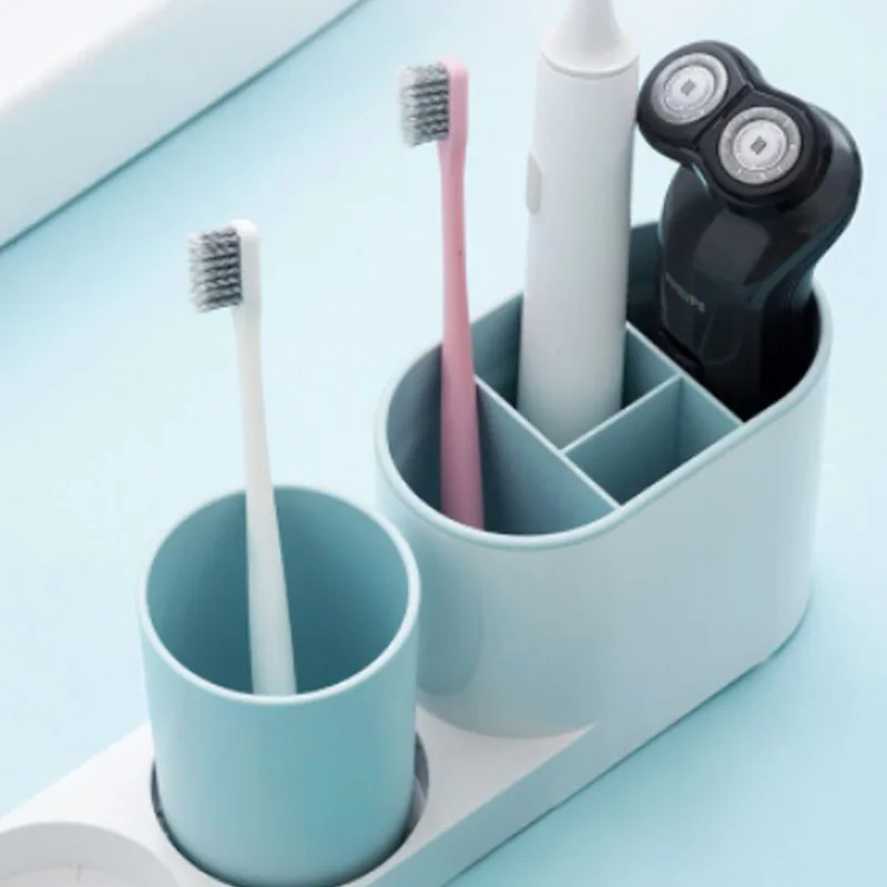2 Color Toothbrush Holder Toothpaste Dispenser Wall Mount Electric Toothbrush Storage Box Bathroom Accessories Shaver Holder