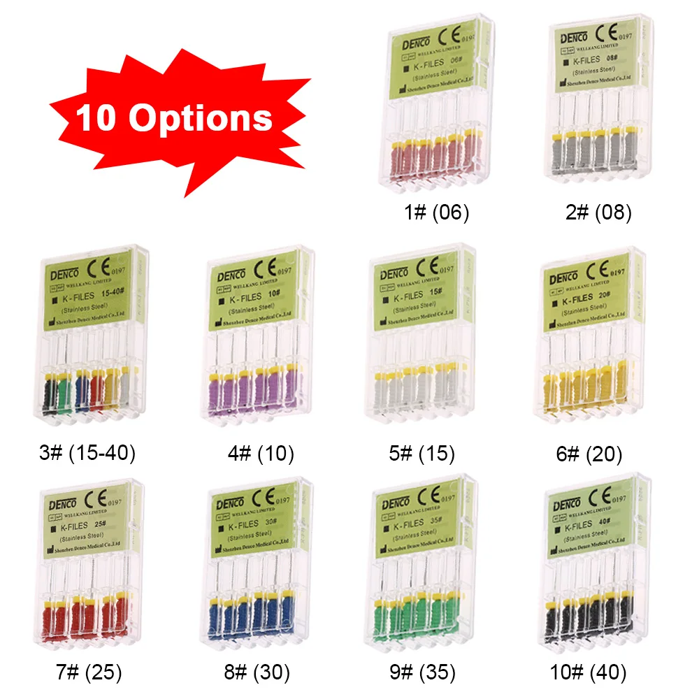 

6PCS Oral Hygiene Dentist Tools Teeth Care Product K-type File Endodontic Root Canal Manual K-Files Stainless Steel