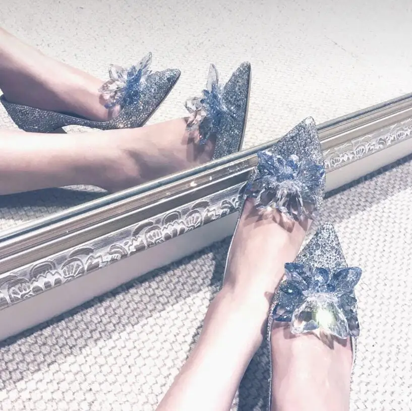 Jc claccics/брендовые свадебные туфли; модельные туфли с кристаллами; пикантные туфли с острым носком на высоком каблуке; Серебристые туфли на тонком каблуке; туфли для невесты; 5/7/9 см - Цвет: silver 5cm