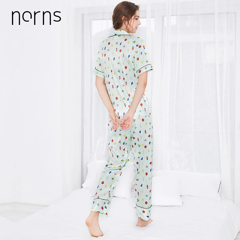 Norns новые шелковые пижамы женские пижамы четыре сезона с коротким рукавом Брюки домашний сервис набор ночное белье