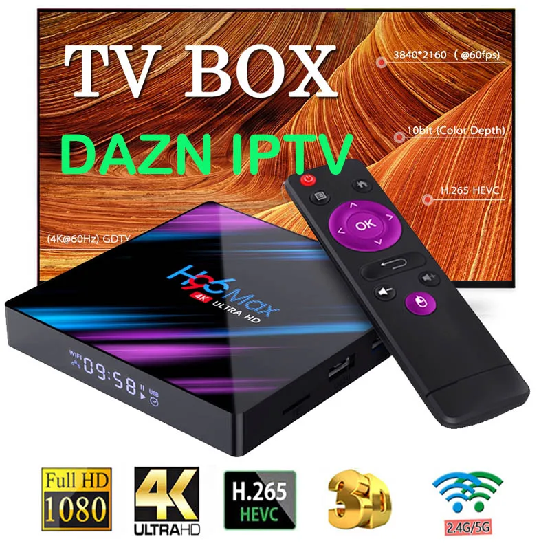 

H96 MAX 3318 Android 9.0 rockchip rk3328 4GB 64GB USB 3.0 Support DAZN iptv HDMI 2.0 4K H.265 HD YouTube Netflix Smart TV Box