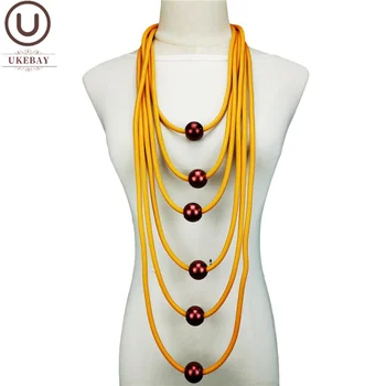 

UKEBAY New Big Pearl Pendant Necklace Rubber Necklace Women Long Necklaces Handmade Rubber Jewelry Boho Luxury Sweater Chains