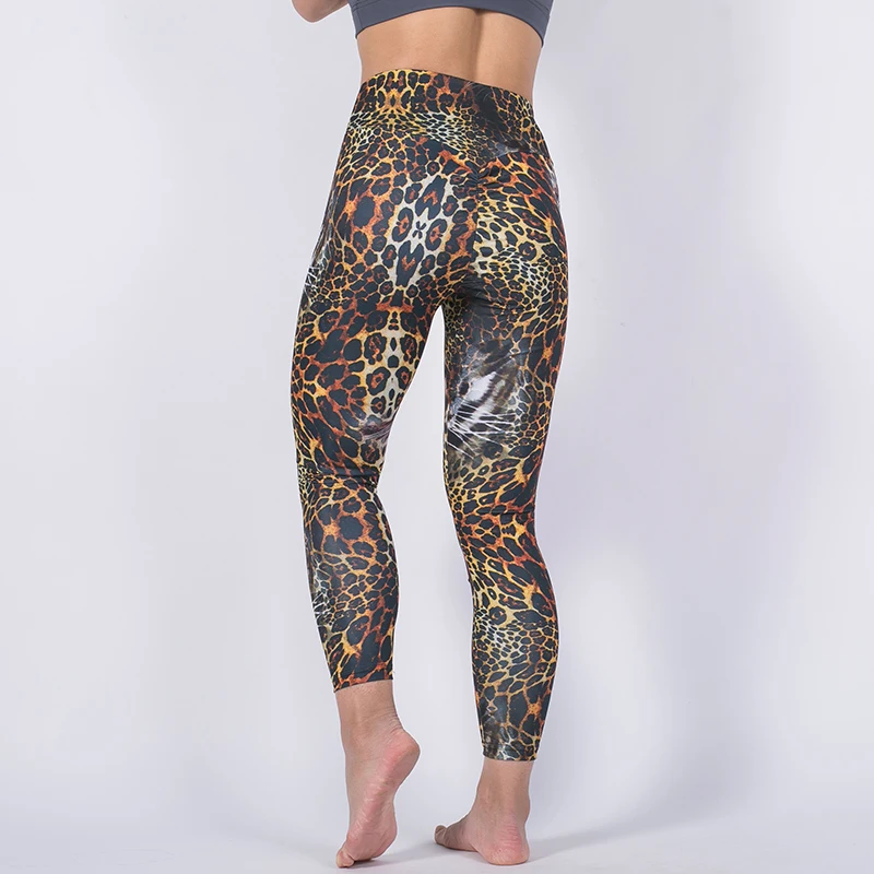Новые модные сексуальные леопардовые штаны для йоги женские бедра пуш ап