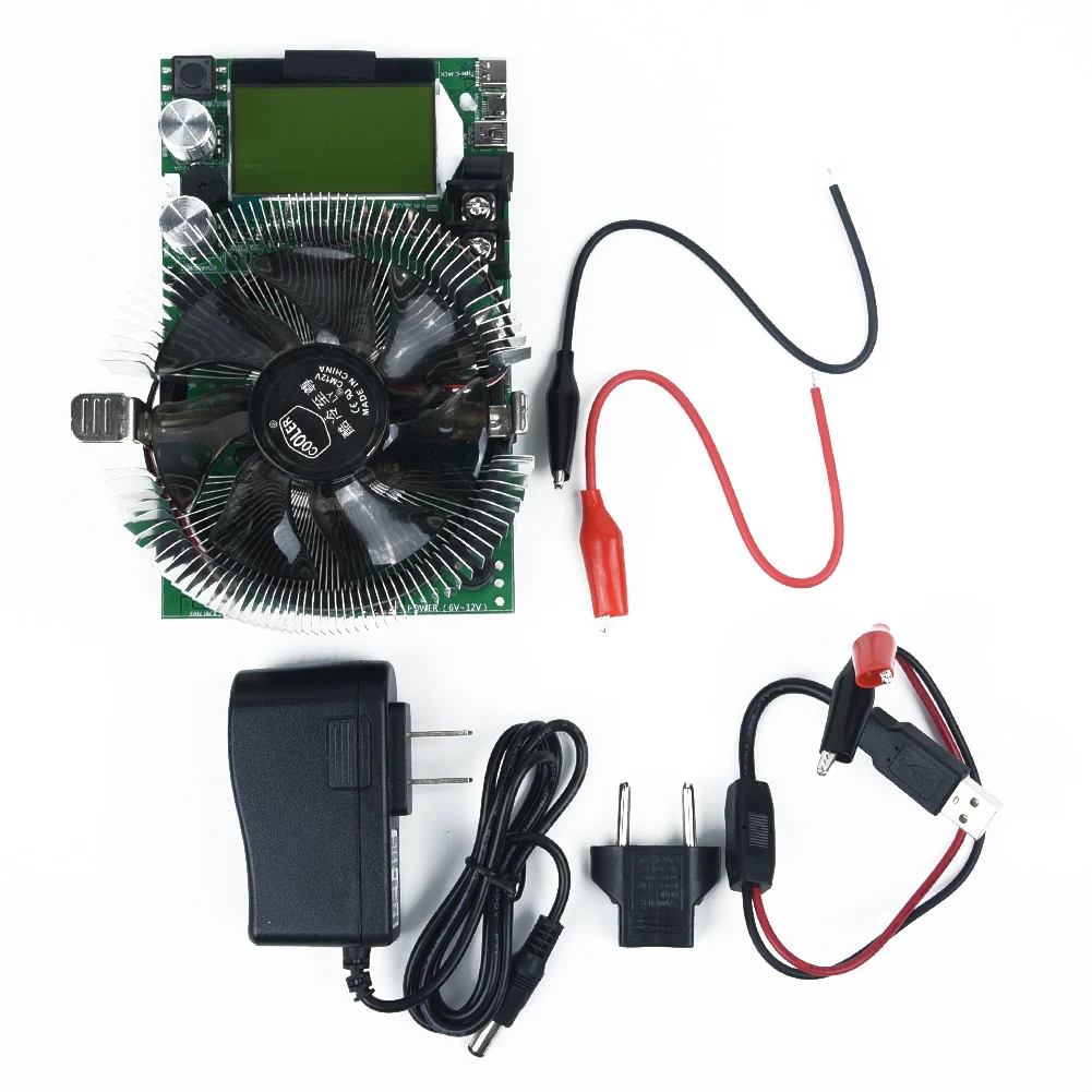 

Set Of LCD Screen USB Adjustable Constant Current Electronic Load 150W 20A 200V US Plug 156 X 96 X 58mm