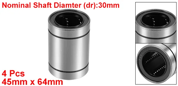 4pcs LM30UU Uxcell Линейный шарикоподшипник LM4UU LM16UU LM20UU LM25UU LM30UU LM35UU шарикоподшипник линейного движения втулка подшипника для 3d принтера ЧПУ - Цвет: 4pcs LM30UU