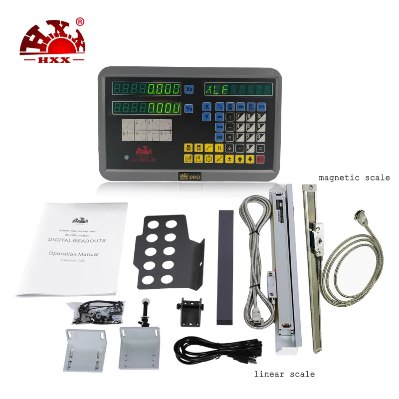 

glass ruler set/kit 2pcs scale GCS899 with 5um+2axis display digital readout GCS900-2D/ dro for milling lathes machines