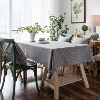 

Tablecloth Solid Color Rectangular Desk Table Cover Linen Grey Kitchen Living Room Restaurant Decoration High Quality Tablecloth