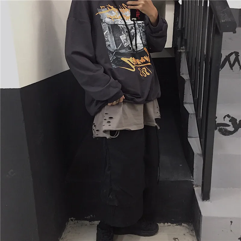Ulzzang хип-хоп шикарные корейские ins Harajuku BF топы с принтом толстовки с капюшоном Новые Унисекс модные Свободные повседневные женские толстовки