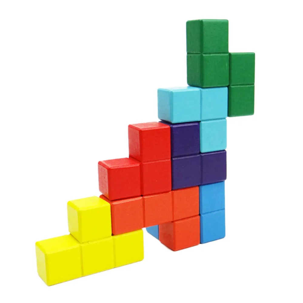 Wooden Brain Teaser Puzzle Cube Pieces Creative Educational Toy Baby Kids Puzzle Toy Parent-child Interactive Game #B