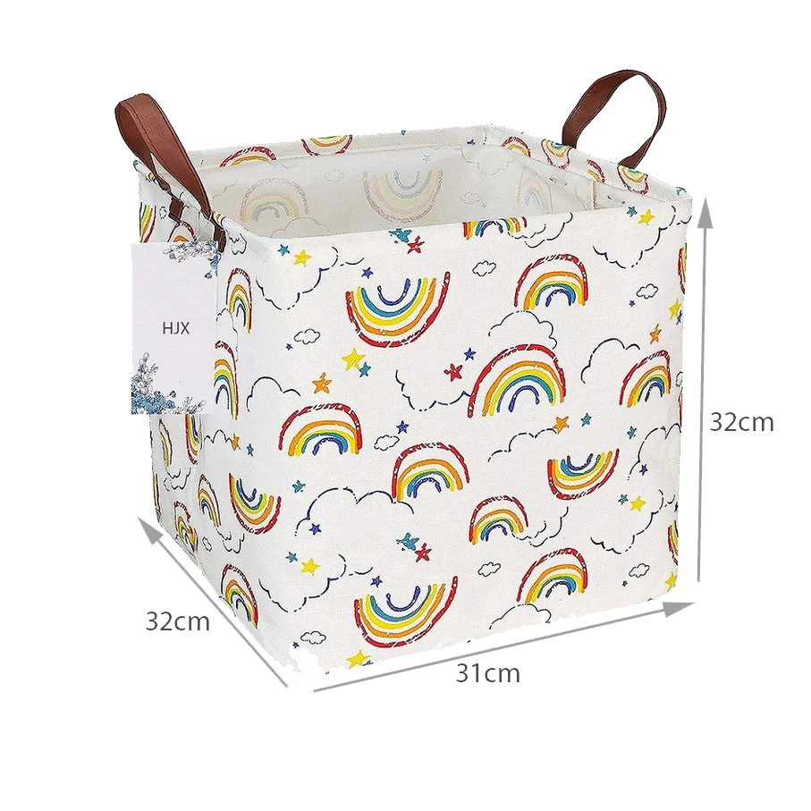 New Cube Folding Cotton Linen Fabric Storage Basket Kids Clothes Storage Box Waterproof Laundry Basket For Toys Organizers 4