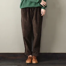 Casual Women Corduroy Pants Female Baggy Wide Leg Hip Hop Streetwear Joggers Vintage Autumn Warm Thicken Loose Trousers X9196 