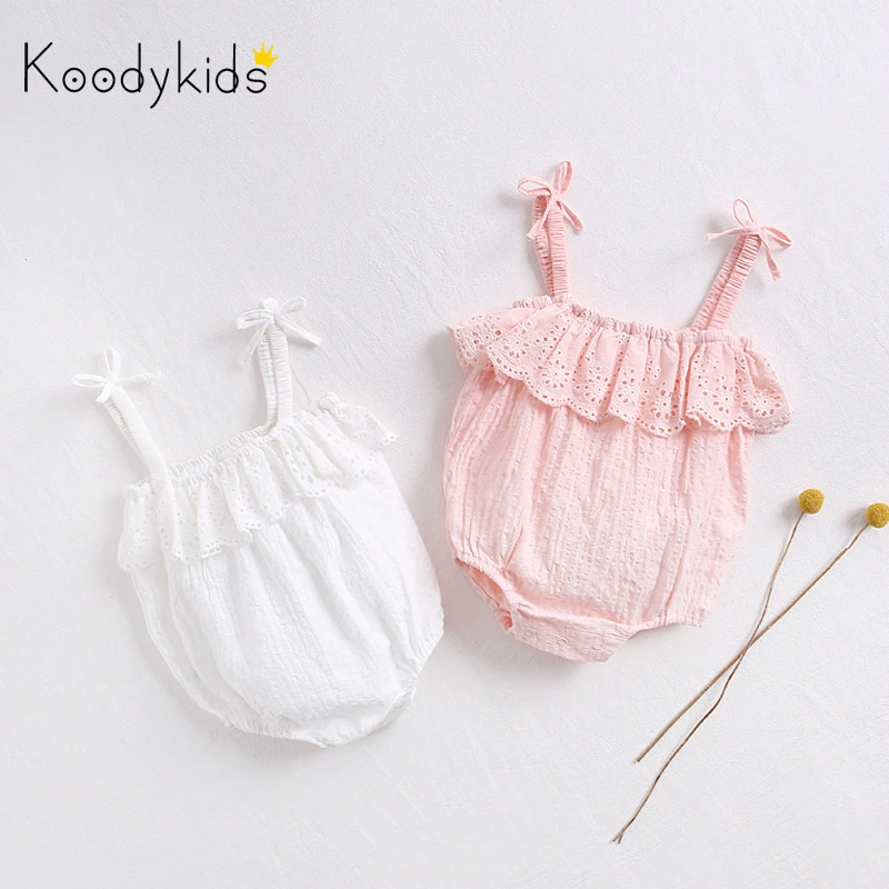 Koodykids 2020 Летние Боди для маленьких девочек жилет кружевные Комбинезоны хлопковая