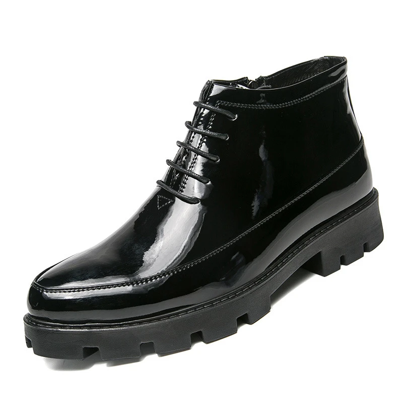 mens patent leather dress boots