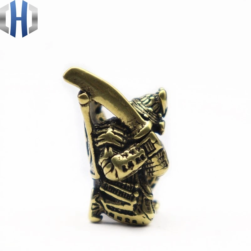 EDC Vintage Brass Old Pure Copper Japanese Samurai Style Umbrella Pendant Tool Knife Keychain Pendant Knife Beads