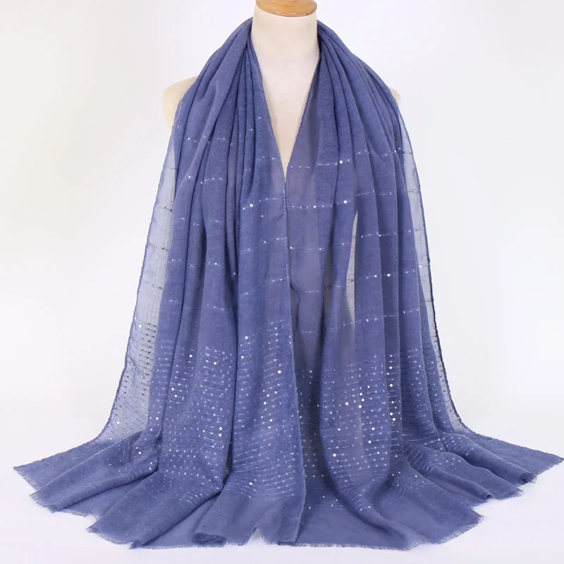 Популярный мусульманский головной платок шарф чистого цвета блесток головной платок в национальном стиле женский носок шарф VS081