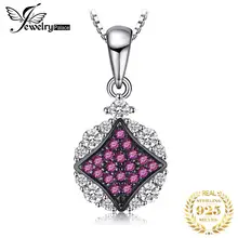 Jewelrypalace великолепные 0.1ct круглый создан Рубиновая подвеска для Для женщин Интимные аксессуары S925 стерлингового серебра Талисманы не включает цепь