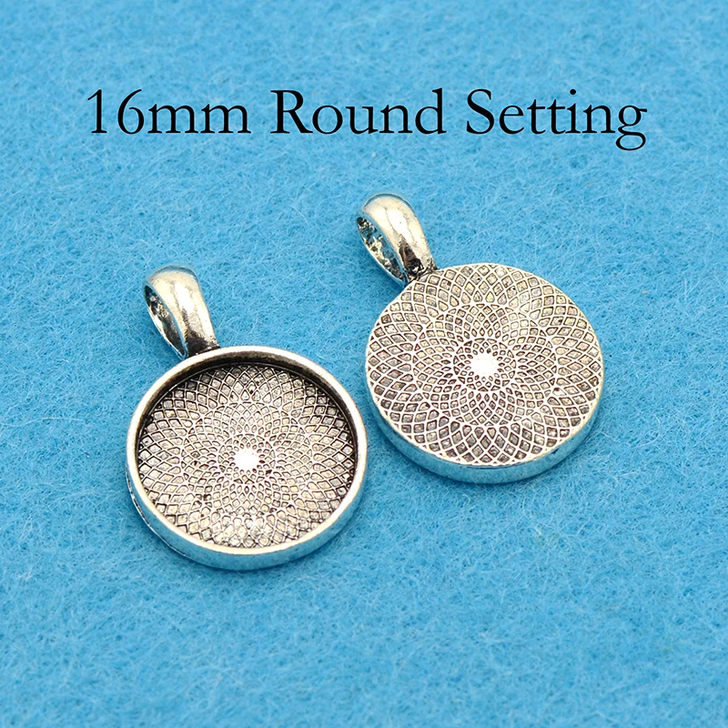 500 pcs - 16mm Pendant Tray, 16mm Cabochon Setting, 16mm Round Pendant Bezel Blanks for Glass or Resin Necklace Making 3