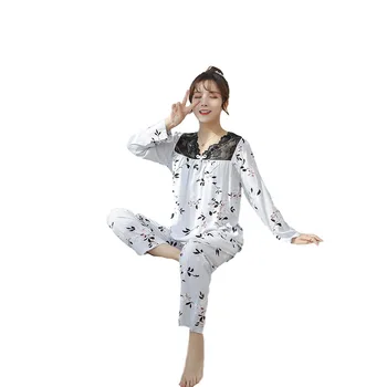 

Spring Autumn Cotton Women Sleep Pajama Sets V Neck Short Sleeve Thin Female Sleepwear Home Casual Breathable Loose Nightwear