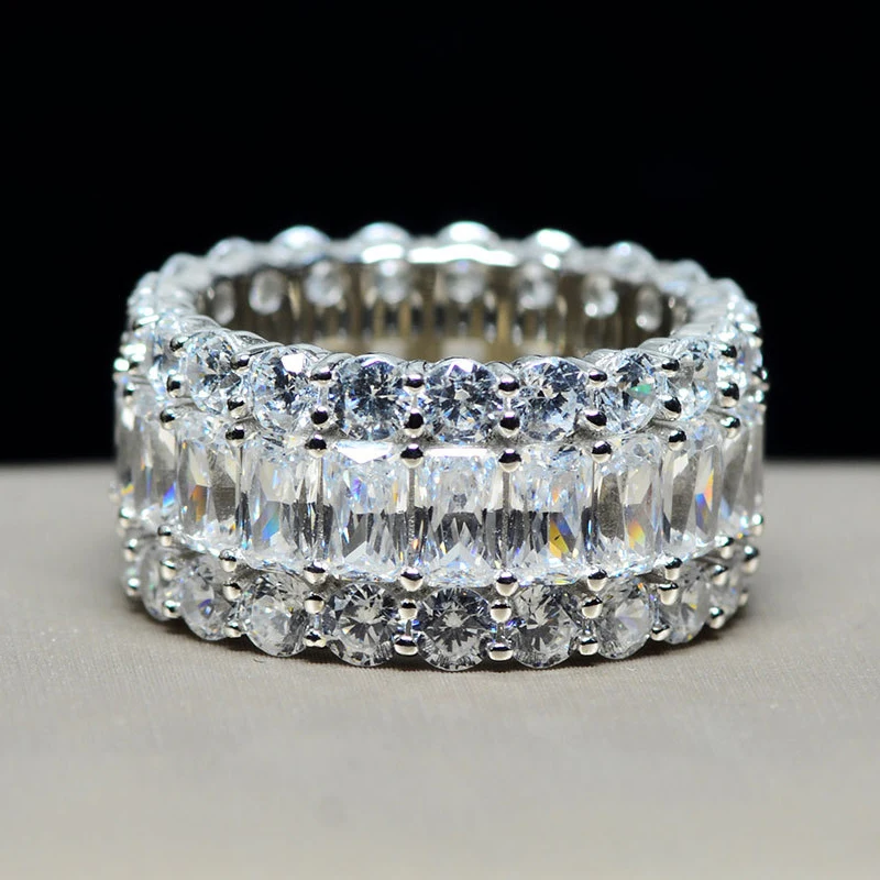 Не поддельные 5*3 мм лучистой огранки кольцо с бриллиантом S925 стерлингового серебра изысканные свадебные Цитрин Сапфир Аметист Рубин - Цвет камня: white