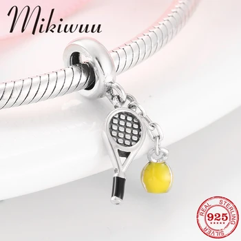 

925 Sterling Silver tennis Pendant Sporty style fine Beads jewelry making Fit Original Pandora Charm Women Bracelets