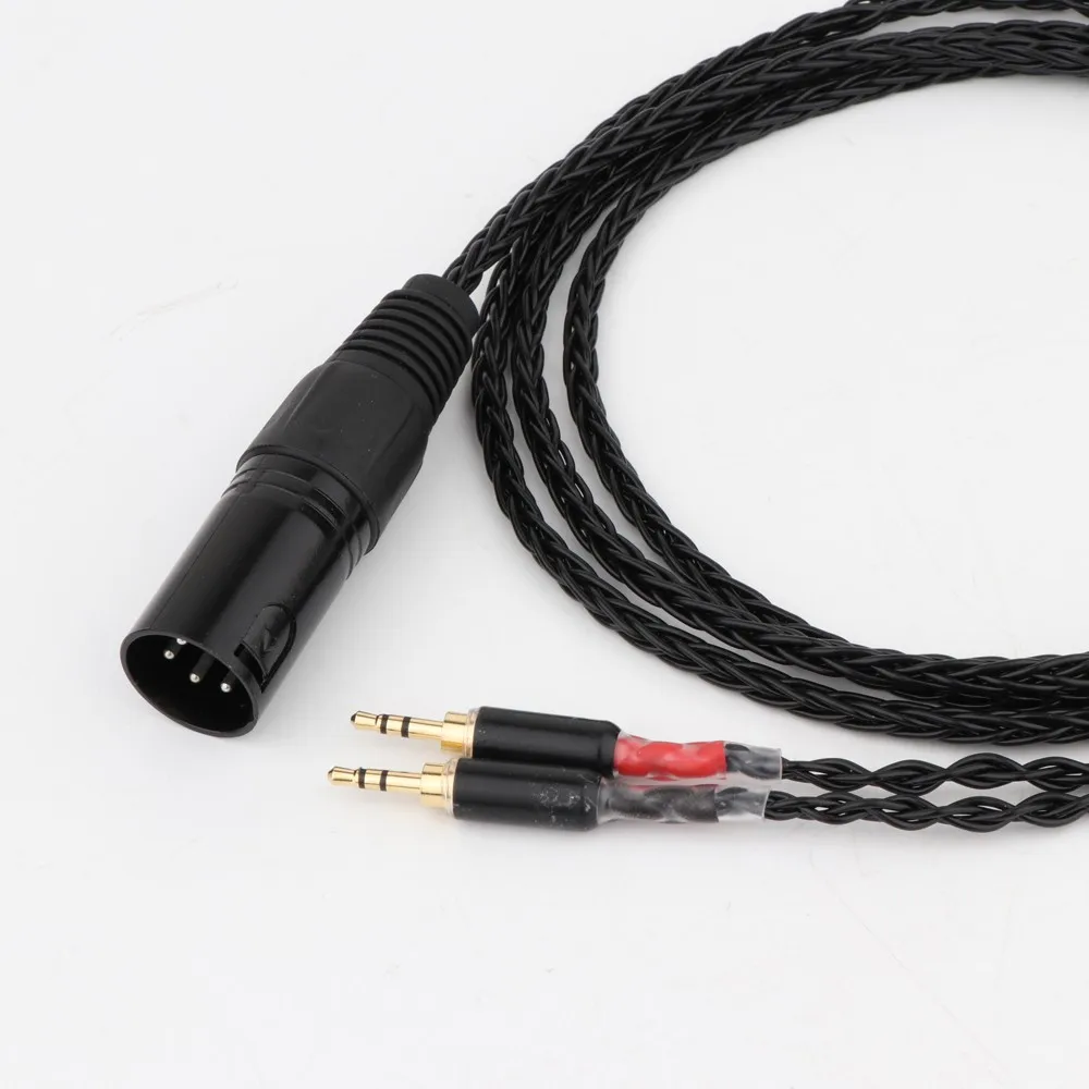 

4Pin XLR Balanced 2X2.5mm Balance Plug Upgrade 8cores Single crystal copper plated silver Cable for Headphone Handmade