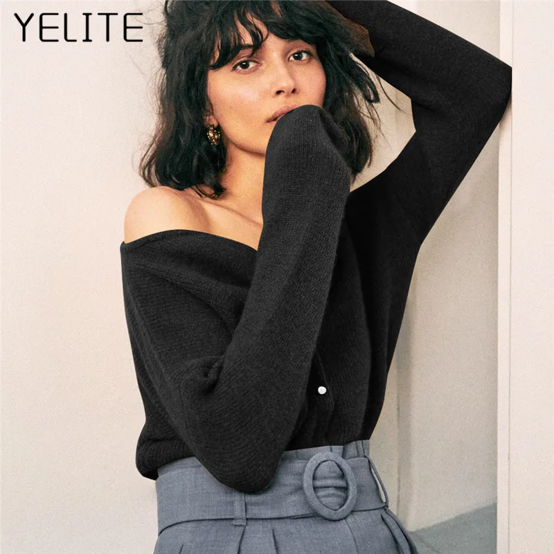 

YELITE Knitted Outerwear Warm Long Sleeve sweater Women Winter Casual tops female Sweater Clothing Loose Solid Cardigan top 2020