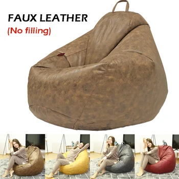 

FAUX LEATHER Adults Kids Large Bean Bag Chairs Sofa Cover Indoor Lazy Lounger Home Decor No Filling