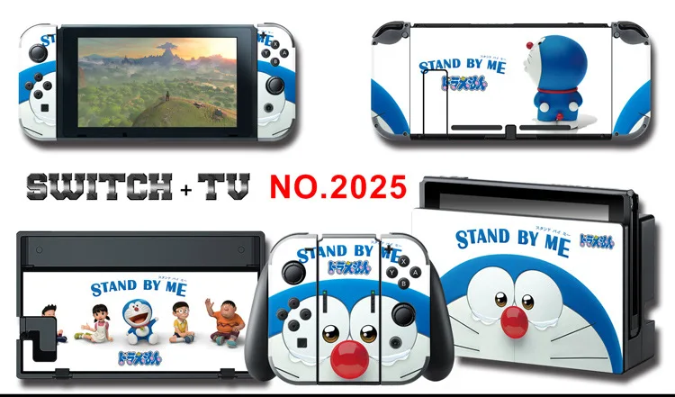 1set New Cute Anime Full Body Sticker for NS Switch Protective Cover Skin Colorful Art for Game Console Joy-Con Controller Decor