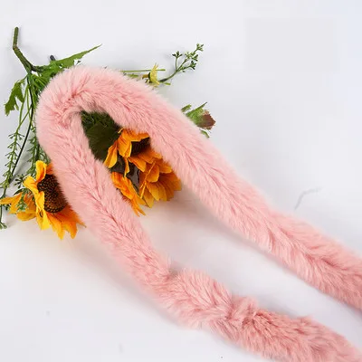 Pink Ленты аксессуары для шитья кроличьего меха меховая отделка ленты пуховик пушистый DIY костюм - Цвет: Pink