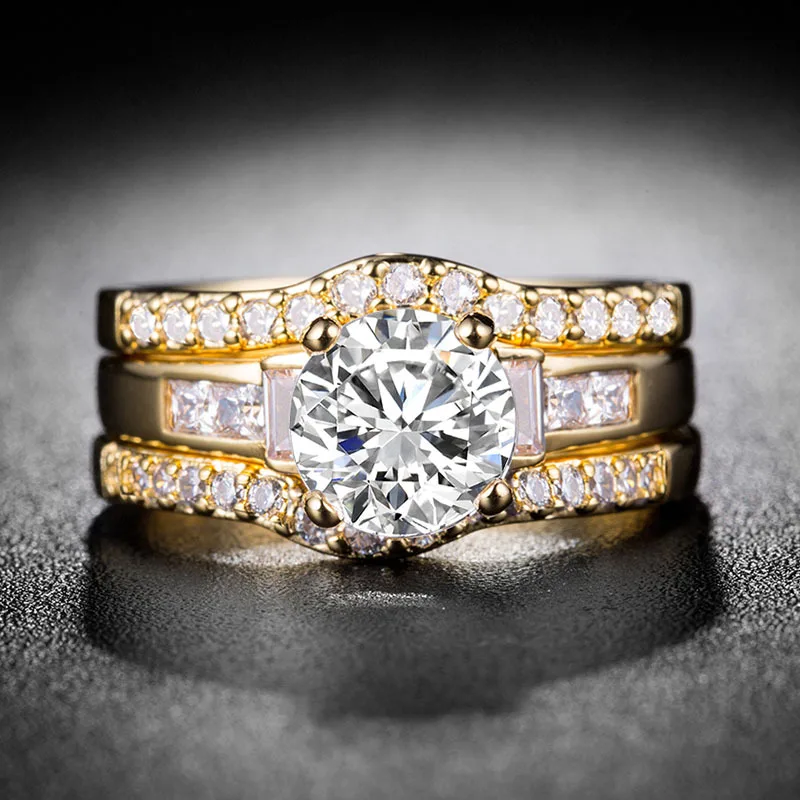 Кольца для пар, желтое золото, заполненные 8 мм, циркон, женские свадебные кольца, наборы, паз, Вольфрамовая сталь, мужские обручальные кольца Sz6-12