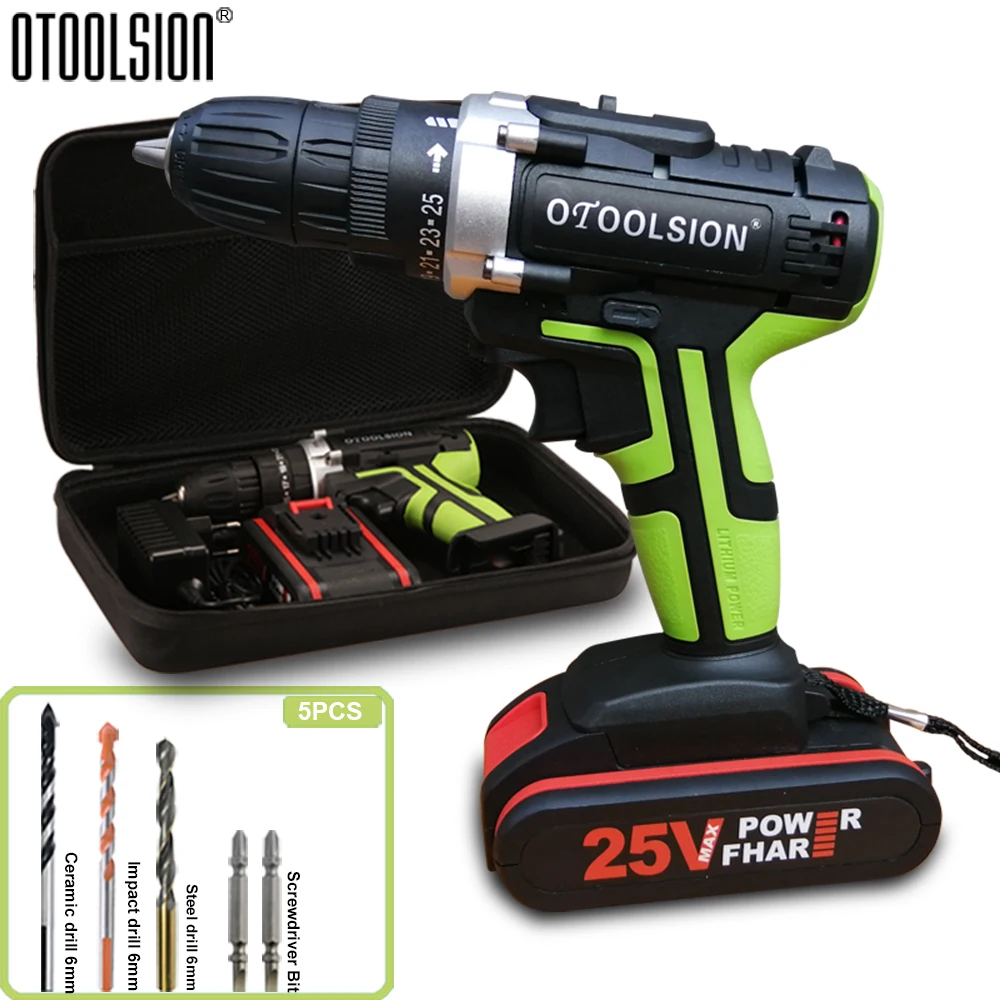 25V 25+1 Torque Cordless Screwdrivers Wireless Screwdriver Electric Tools Power Tools Electric Cordless Drill + Handbag+ Gift 