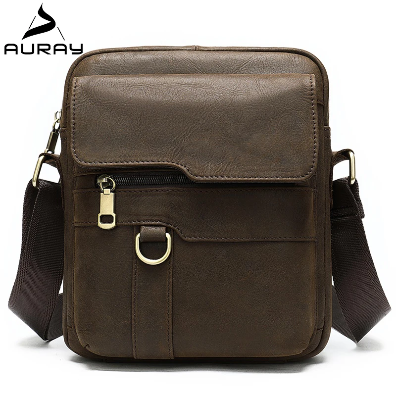 

AURAY Casual Business Crossbody Bags For Men Shoulder Genuine Leather Bag Mens Fashion Man Messenger Bag Men Leather Handbags