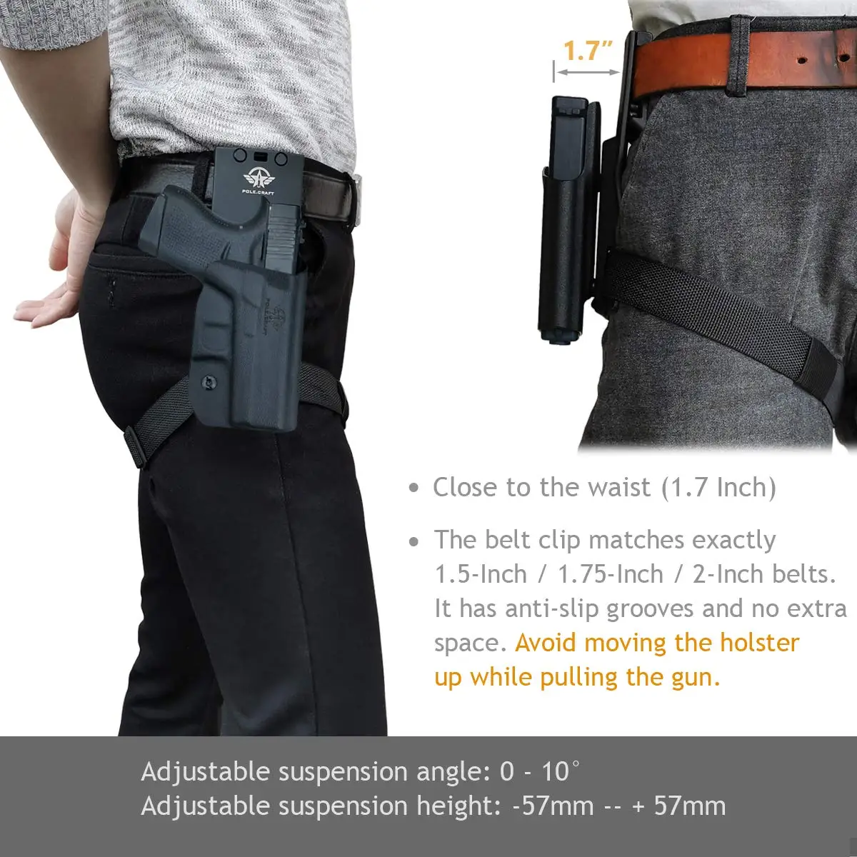Fondina Glock 43, fondina Glock 43x OWB fondina Kydex misura personalizzata: Glock 43 / Glock 43X (Gen 3 4 5) pistola-Clip da cintura da 1.5-2 pollici  18
