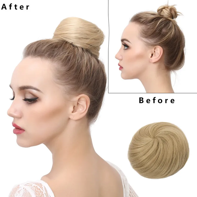 

Fake Hair Bun Chignon Hair Piece Clip in on Synthetic Hair Tail Donut Drawstring Afro Bun Updo Ponytail For Women Q3