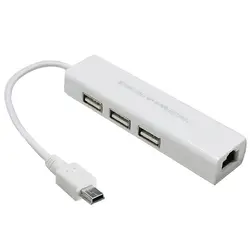 Высокоскоростной мини USB 5 Pin к сети LAN Ethernet RJ45 адаптер конвертер с 3 портами USB 2,0 концентратор адаптер usb-концентратор