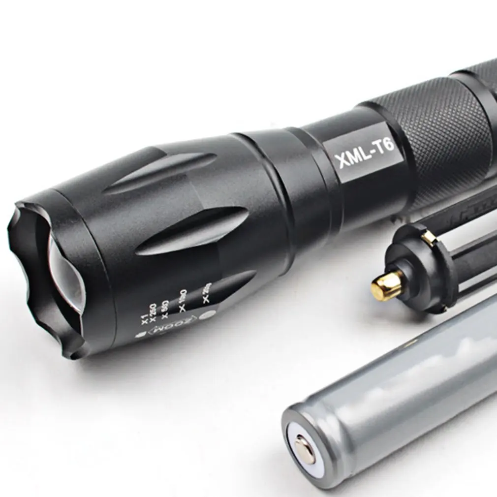 T6 блики зарядки фонарик охотничий алюминиевые светодиодные фонари A100 телескопический зум Открытый тактический черный практичный фонарик