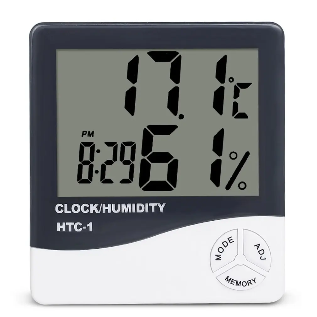 

Large Screen Home Children's Room Temperature Humidity Meter High Precision Indoor Outdoor Thermometer with Alarm Clock