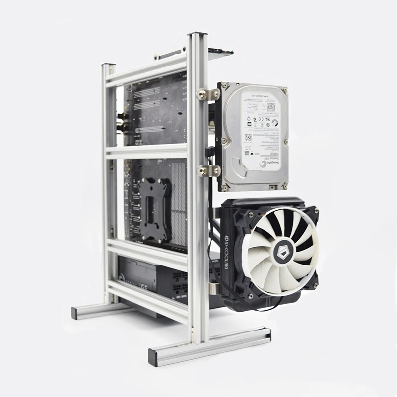 ATX MATX ITX открытая полностью алюминиевая стойка для самостоятельной сборки, Вертикальный чехол, прозрачная открытая креативная подставка с водяным охлаждением|Компьютерные корпуса| | АлиЭкспресс
