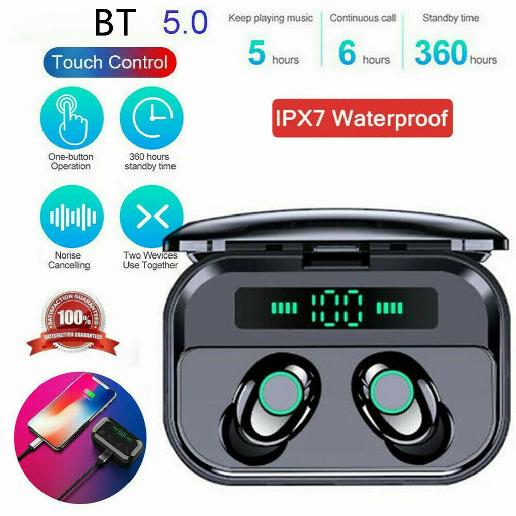 TWS Bluetooth 5,0 наушники стерео беспроводные Earbus мини HIFI спортивные наушники игровая гарнитура с 2200 мАч power Bank