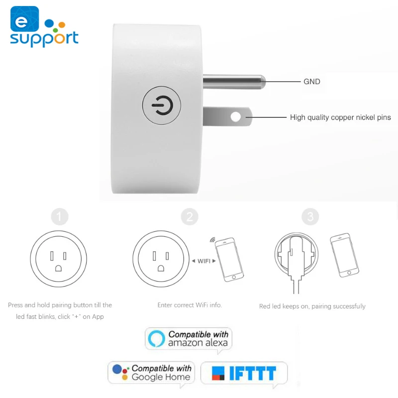 Ewelink WiFi розетка умная 2 USB 10A FR Великобритания США ЕС вилка приложение