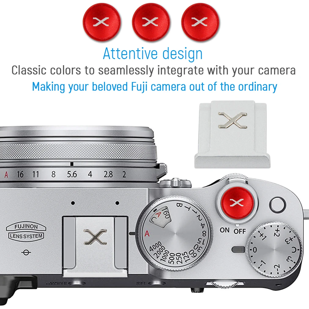 Metal Camera Hot Shoe Cover Protector Cap Compatible With Fuji Fujifilm XE4 XT4 XT3 XT30 XPRO3 etc Black/silver 3 X Shutter Release Button 